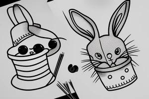 Rabbit in a bucket hat tattoo idea
