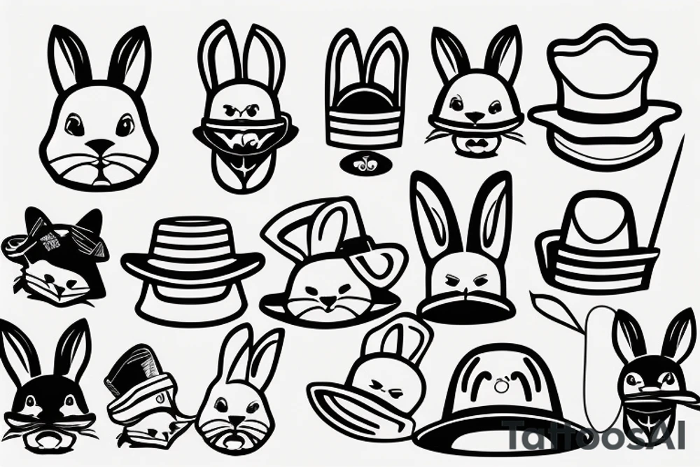 Rabbit in a bucket hat tattoo idea