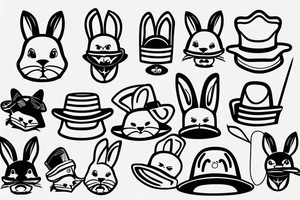 Rabbit in a bucket hat tattoo idea