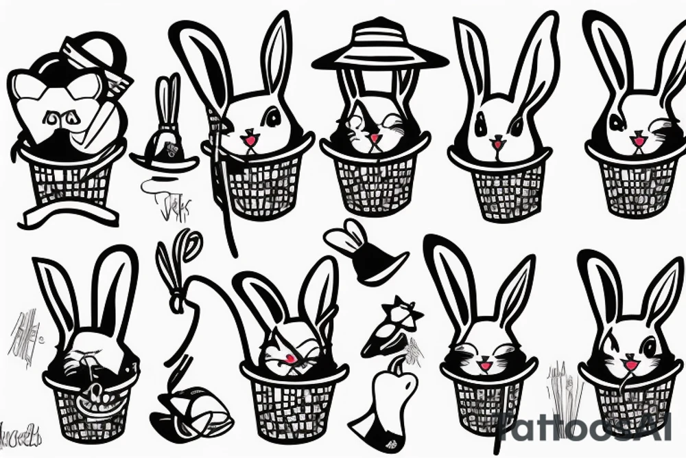 Rabbit in a bucket hat tattoo idea