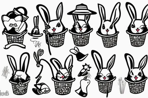 Rabbit in a bucket hat tattoo idea