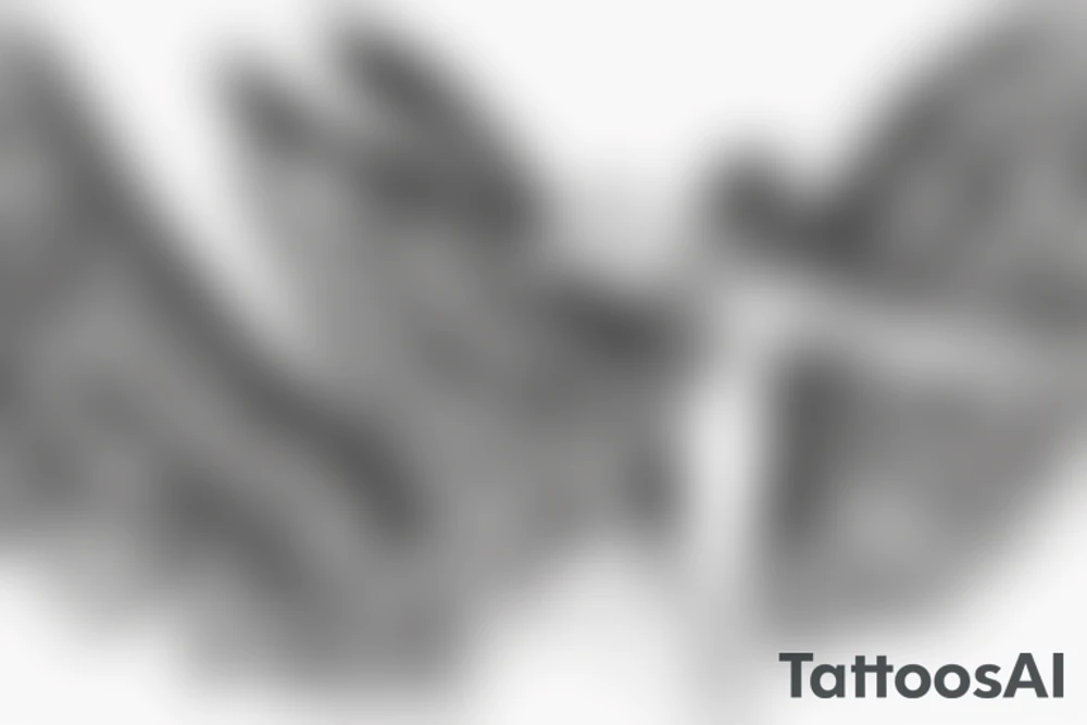 a silhouette figure of an angel with huge wings and small body, without any details inside the silhouette tattoo idea