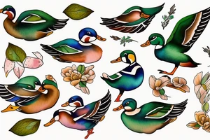 MALLARD DUCK WITH DEER tattoo idea