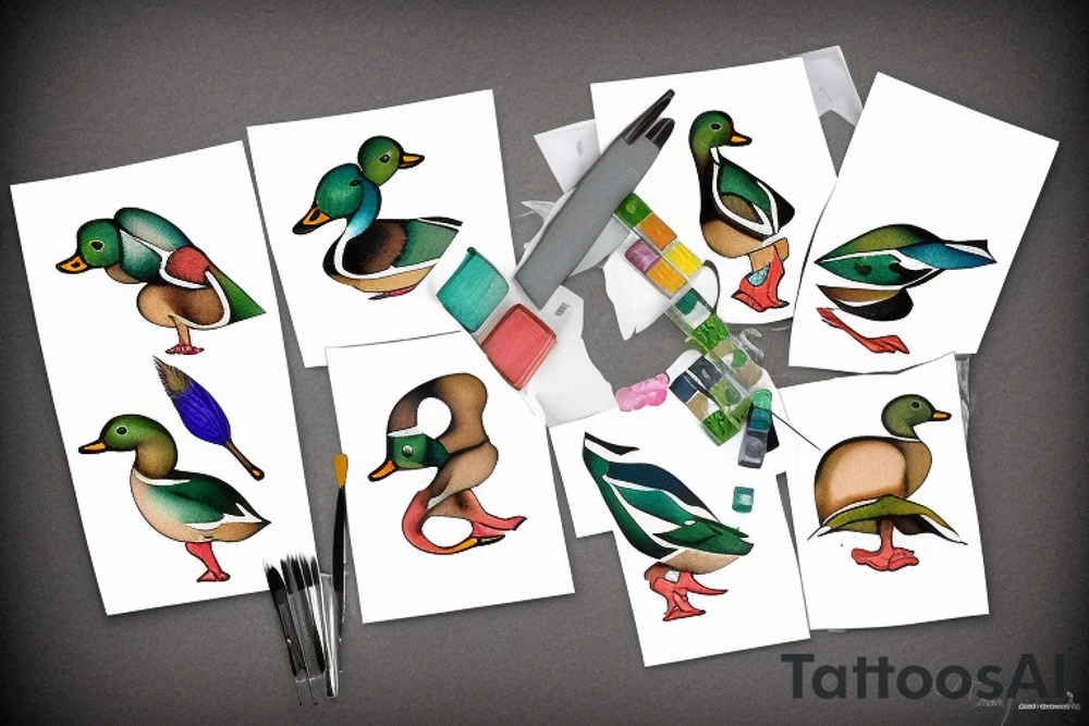 MALLARD DUCK WITH DEER tattoo idea