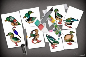 MALLARD DUCK WITH DEER tattoo idea