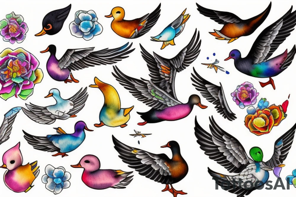 FLYING DUCK tattoo idea