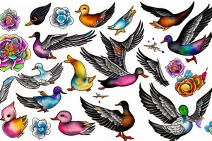 FLYING DUCK tattoo idea