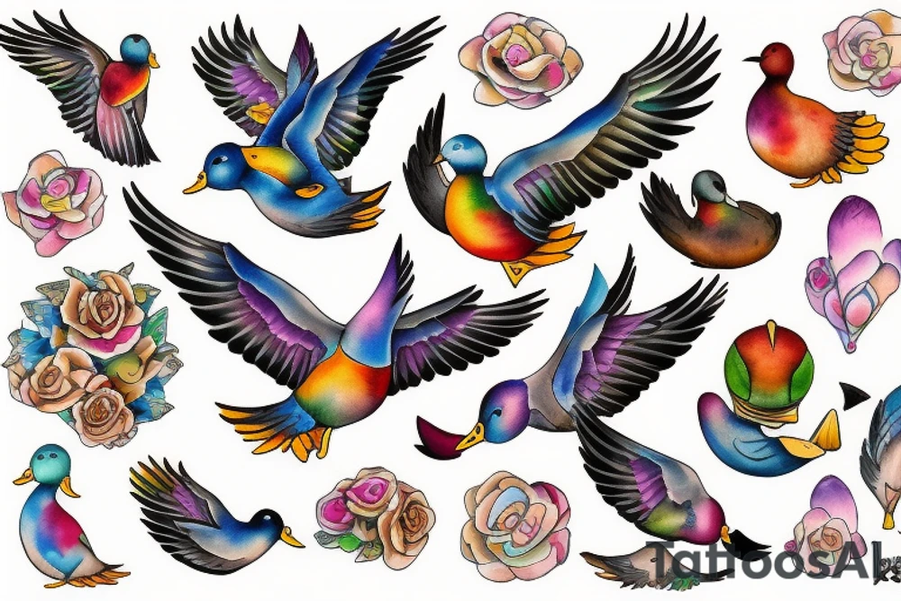 FLYING DUCK tattoo idea