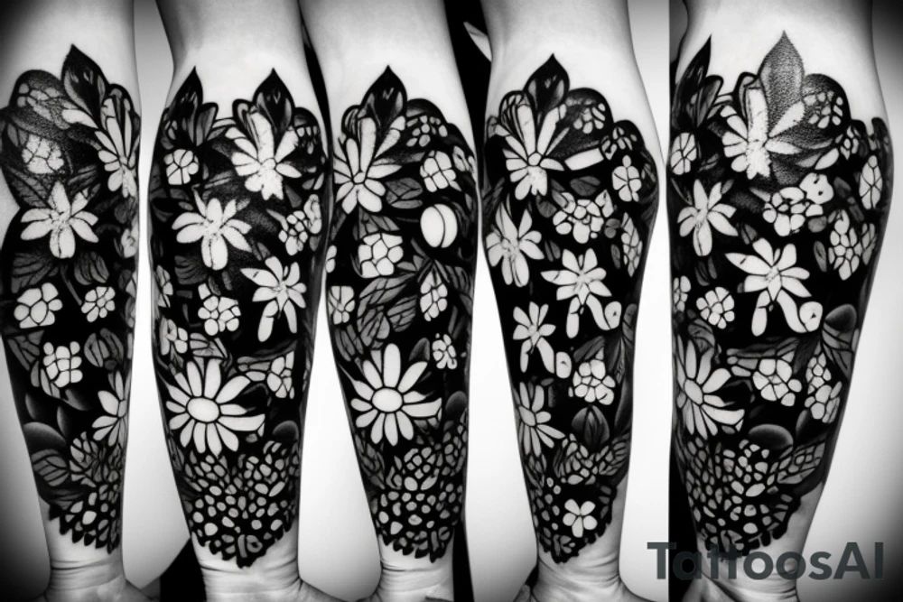 Cross shaped flower with 4 petals tattoo idea Cross shaped flower with 4 petals tattoo idea