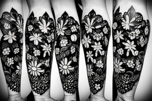 Cross shaped flower with 4 petals tattoo idea