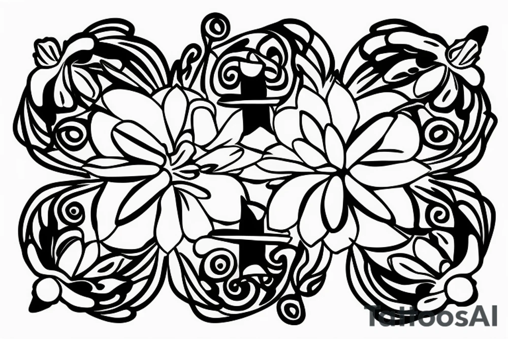 flower with 4 petals in a cross shape viewed from top tattoo idea
