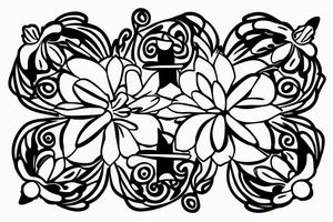 flower with 4 petals in a cross shape viewed from top tattoo idea