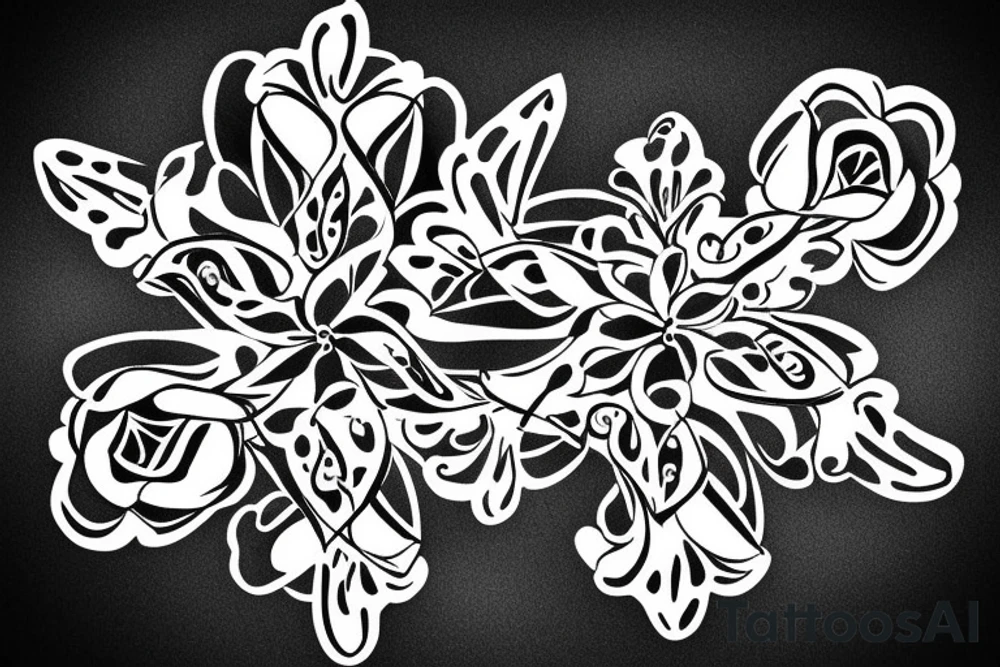 flower with 4 petals in a cross shape viewed from top tattoo idea