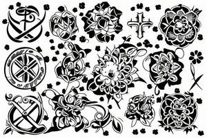 flower with 4 petals in a cross shape viewed from top tattoo idea