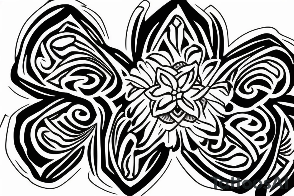 flower with 4 petals in a cross shape viewed from top tattoo idea