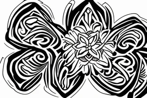 flower with 4 petals in a cross shape viewed from top tattoo idea