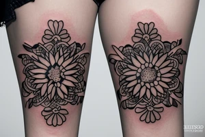 flower with 4 petals in a cross shape viewed from top tattoo idea