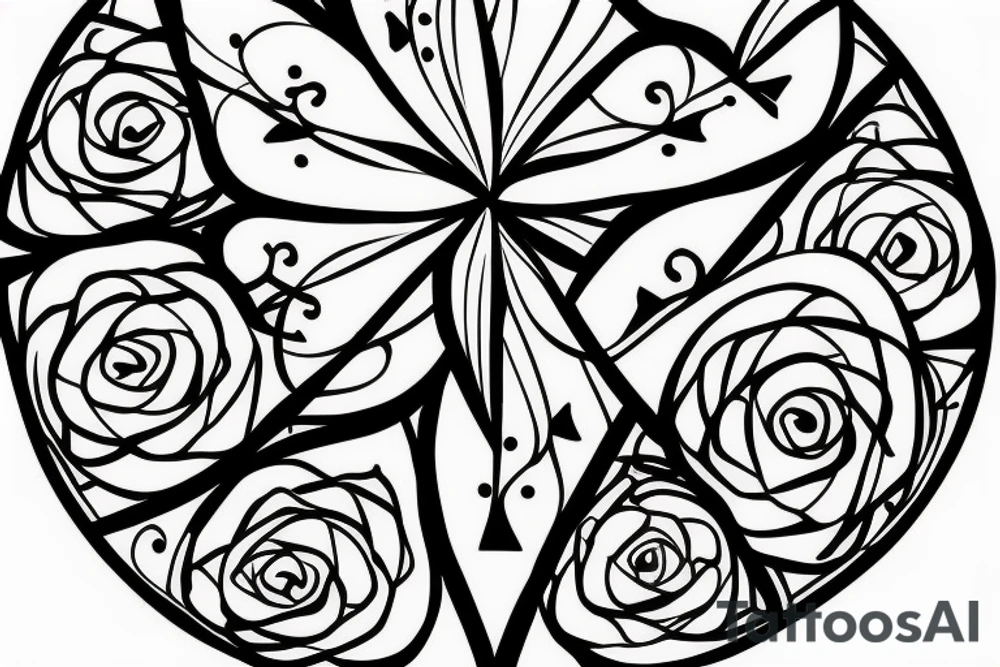single flower with 4 petals in a cross shape viewed from top tattoo idea