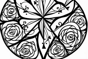 single flower with 4 petals in a cross shape viewed from top tattoo idea