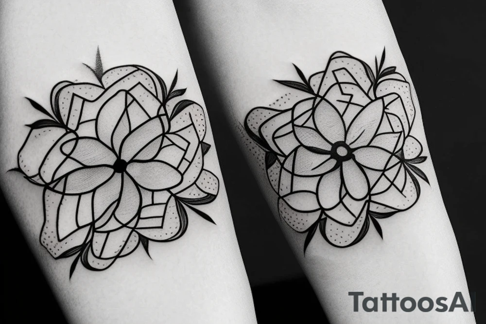 single flower with 4 petals in a cross shape tattoo idea