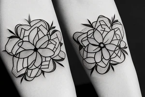 single flower with 4 petals in a cross shape tattoo idea