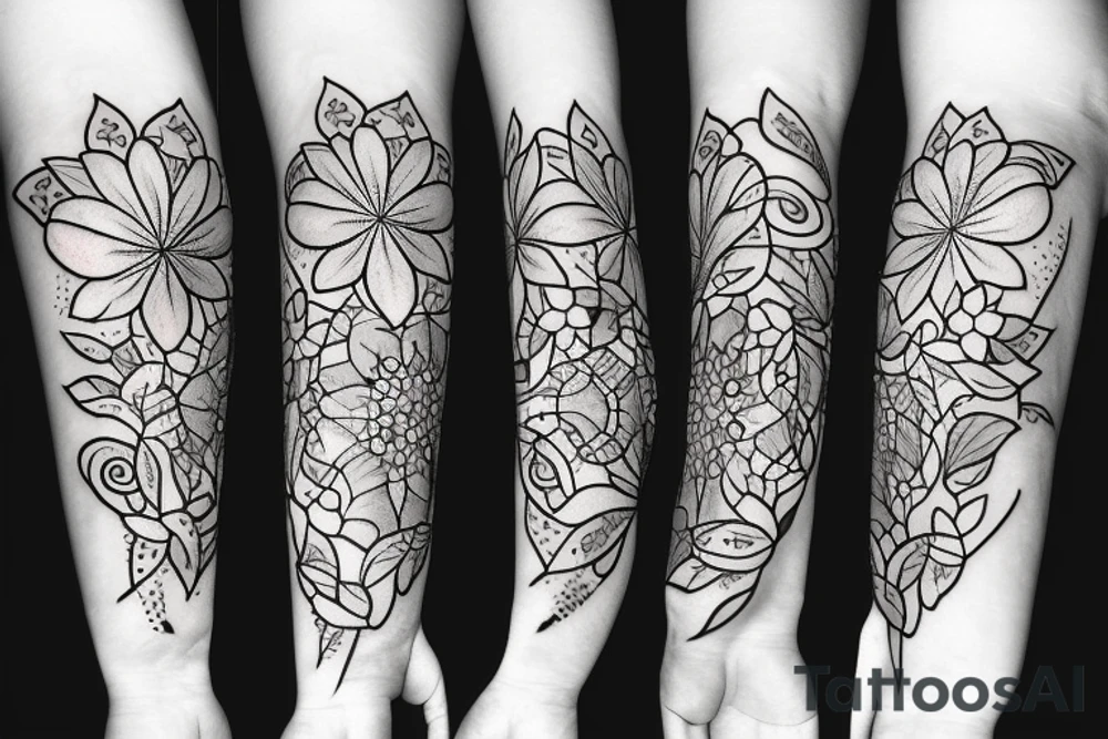 single flower with 4 petals in a cross shape tattoo idea