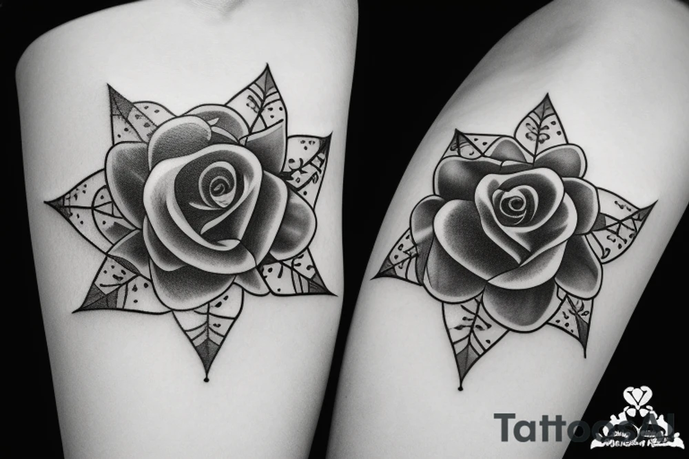 single flower with 4 petals in a cross shape tattoo idea