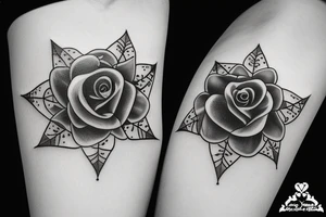 single flower with 4 petals in a cross shape tattoo idea
