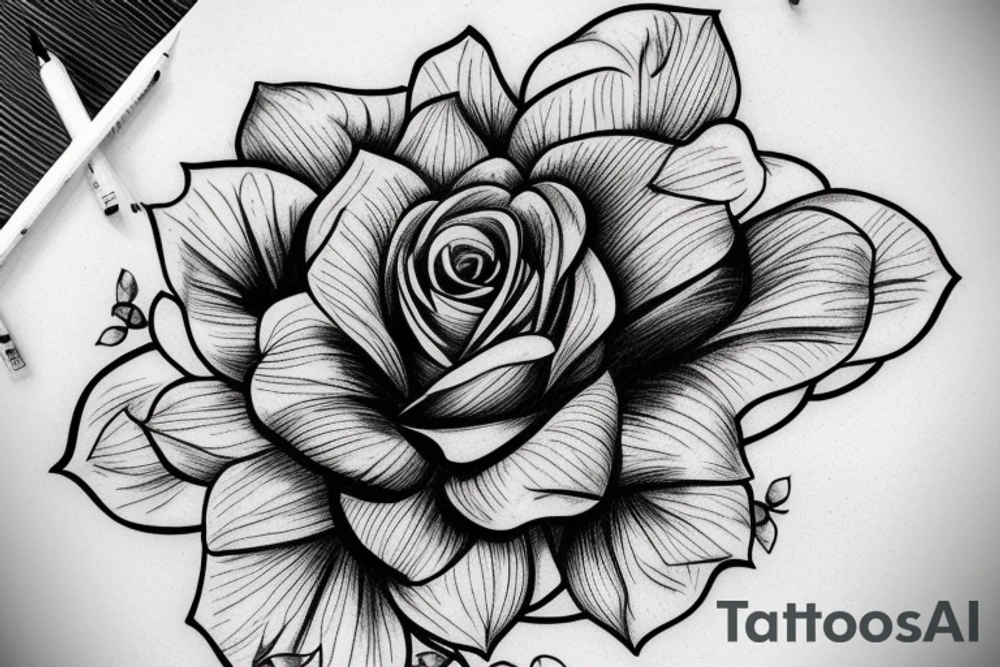 Giant Four petal flower tattoo idea