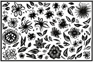 Flower with petals in an x shape with missing petals in between tattoo idea