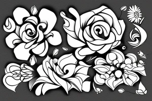 Flower with petals in an x shape with missing petals in between tattoo idea
