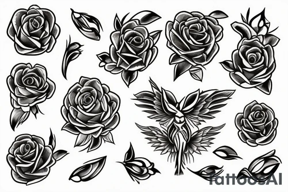 Flower with petals in an x shape with missing petals in between tattoo idea
