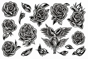 Flower with petals in an x shape with missing petals in between tattoo idea