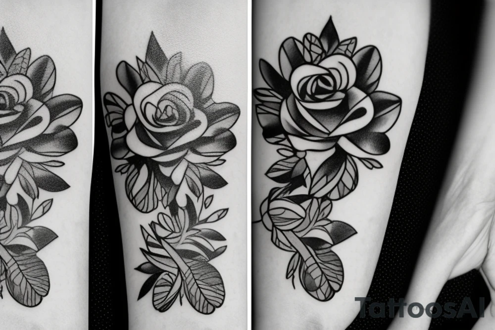 Flower with petals in an x shape with missing petals in between tattoo idea