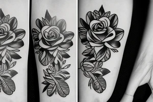 Flower with petals in an x shape with missing petals in between tattoo idea
