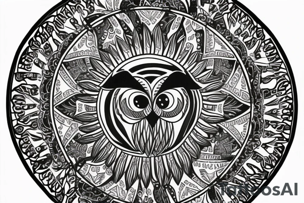 Owl on a mandala tattoo idea