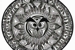 Owl on a mandala tattoo idea