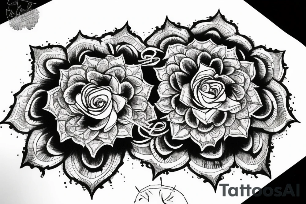 Rose a simple mandalas tattoo idea