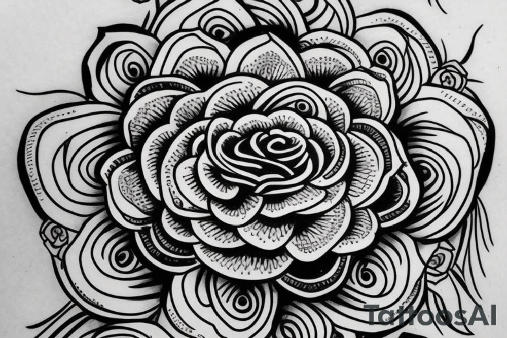 Rose a simple mandalas tattoo idea