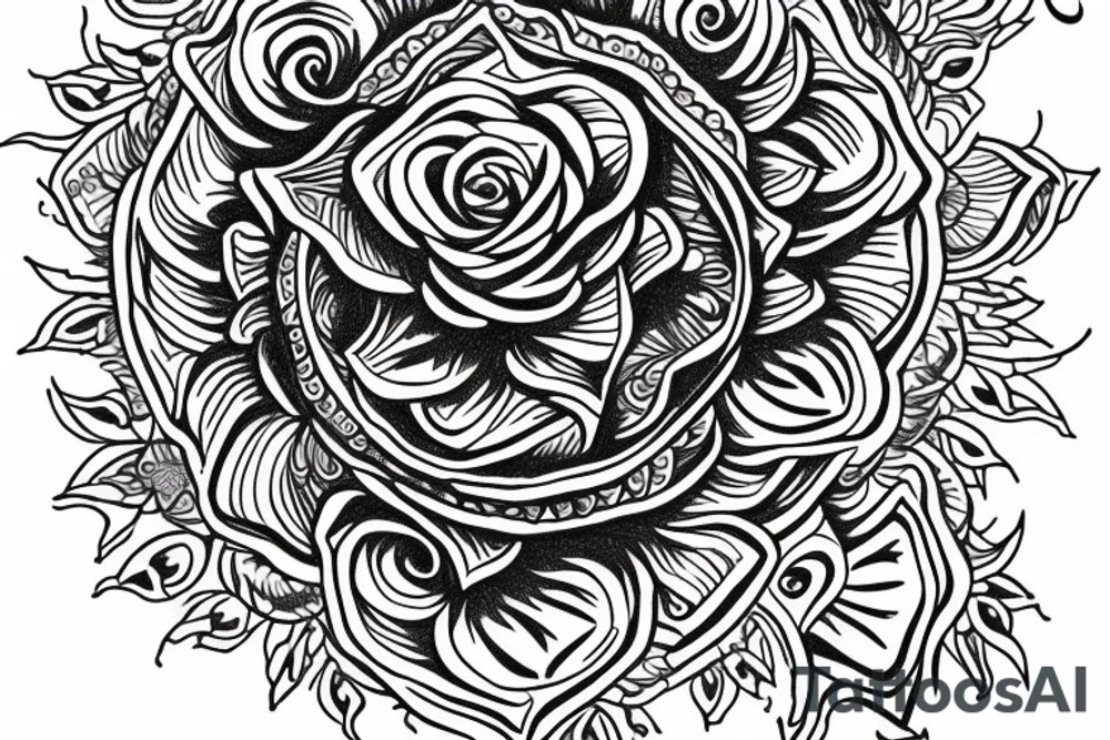 Rose a simple mandalas tattoo idea
