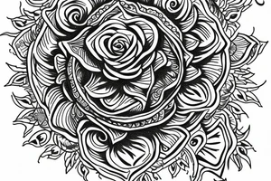 Rose a simple mandalas tattoo idea