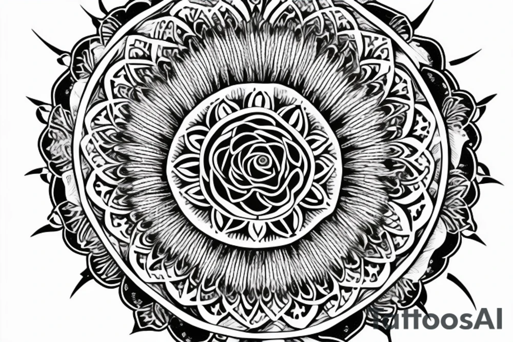 Rose a simple mandalas tattoo idea