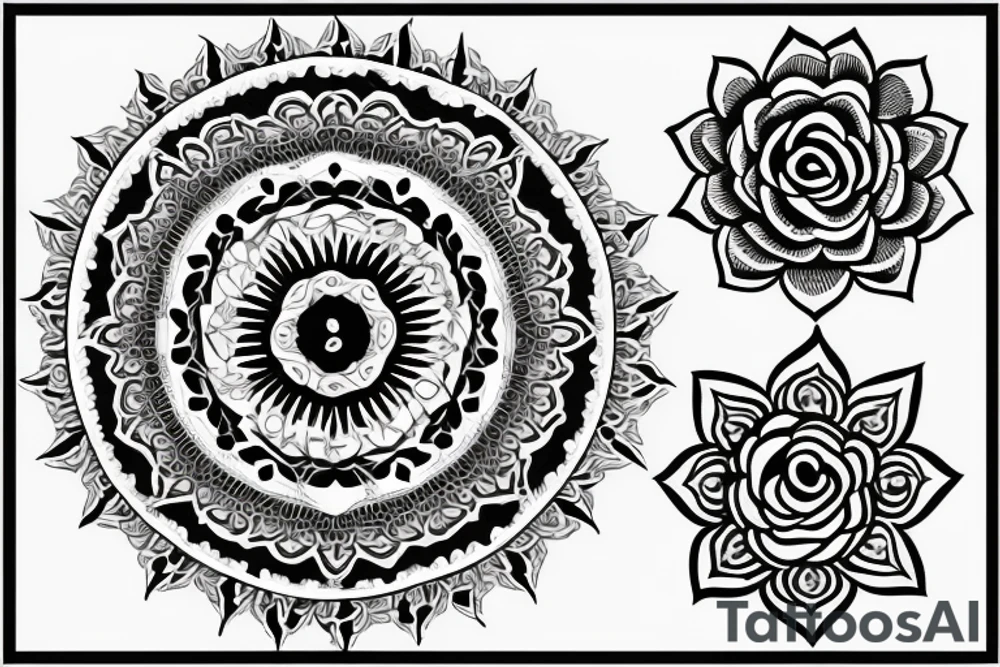 Rose a simple mandalas tattoo idea