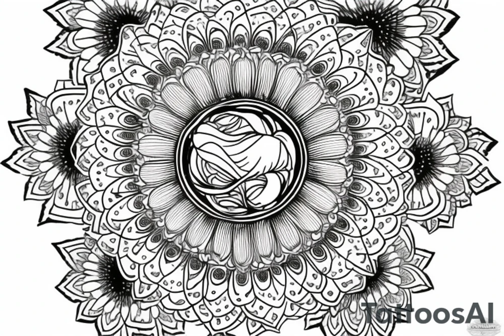 Rose a simple mandalas tattoo idea