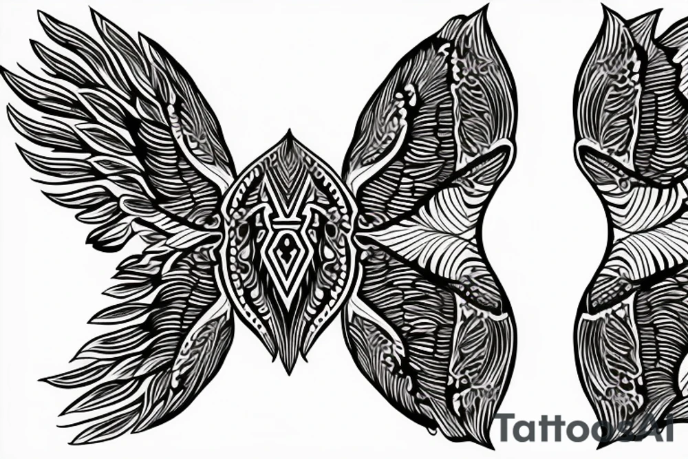 crossed shaped feathered wings mandalas tattoo idea crossed shaped feathered wings mandalas tattoo idea