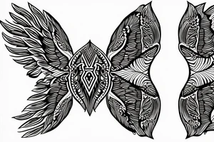 crossed shaped feathered wings mandalas tattoo idea
