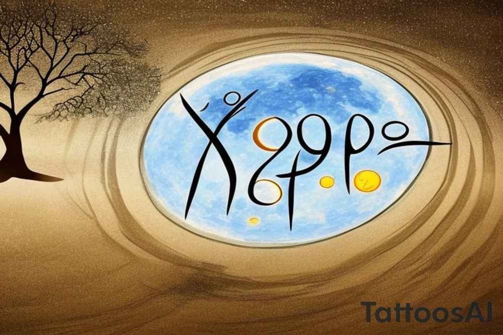 Hope:  the tree of life, representing the potential and beginnings.

Action: As part of the tree, show a Sun 

Destiny: A moon aligned with the Sun, symbolizing the realized destiny.

Date of Birth: The date "15 May 2021" could be depicted in numbers at the base of the tree, showing the roots and origins.

Incorporating the Quote: The quote "From Hope to Action, Destiny Unfolds" should be inscribed in a banner or scroll that wraps around the tree, or as a semi-circle under the tree roots. The design should flow from top to bottom, matching the growth of the tree and the unfolding of life's journey.

Initials: The initials "H.A.D" can be subtly worked into the bark of the tree, appearing as a carved initials, personalizing the tree further. tattoo idea