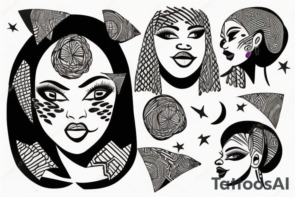 African women with a half moon tattooed on her forehead tattoo idea