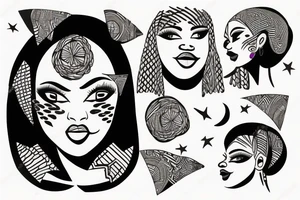 African women with a half moon tattooed on her forehead tattoo idea