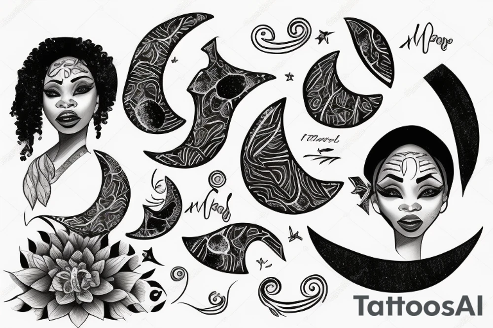African women with a half moon tattooed on her forehead tattoo idea